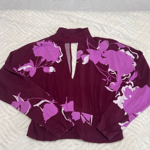 Free People “Say You Love Me Too” Floral Chiffon Top – Size XS (EUC) - Picture 4 of 10